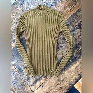 Elie Tahari Olive/Brown mockneck Knit Top